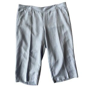LOFT Womens Plus Size 20 Light Blue Cropped Capri Straight Leg Pants Linen Blend